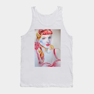 Redhead Woman Watercolor Painting Tank Top